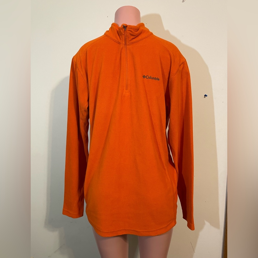 Columbia Half Zip Fleece Mens Sweatshirt Light Weight Orange
